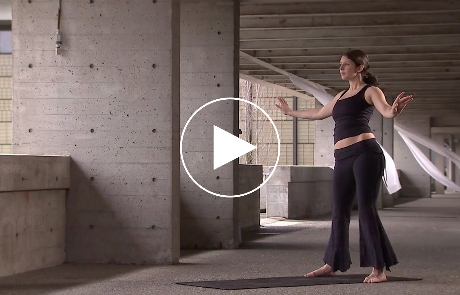 A still from Flow Like Water, a 24-minute belly dancing class from the Shimmy series.